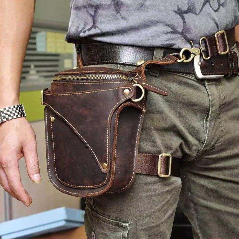 8-palcové Kožené Stehná Fanny Pack