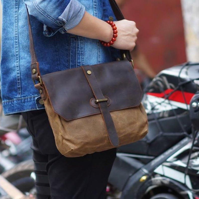 Crossbody Plátená Taška Messenger Pre Mužov