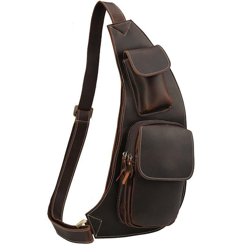 Crossbody Sling Bag Pánska Kožená Crazy Horse