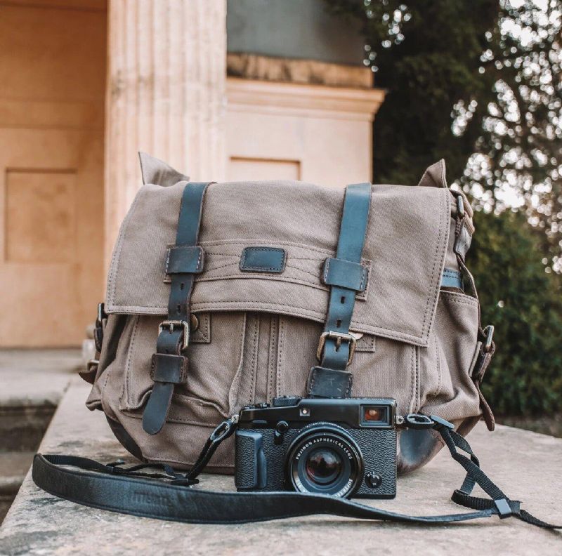 Kožená Plátená Taška Na Fotoaparát Vintage Messenger Bag