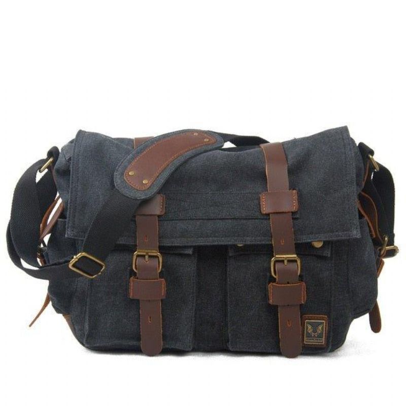 Kožená Plátená Taška Na Fotoaparát Vintage Messenger Bag