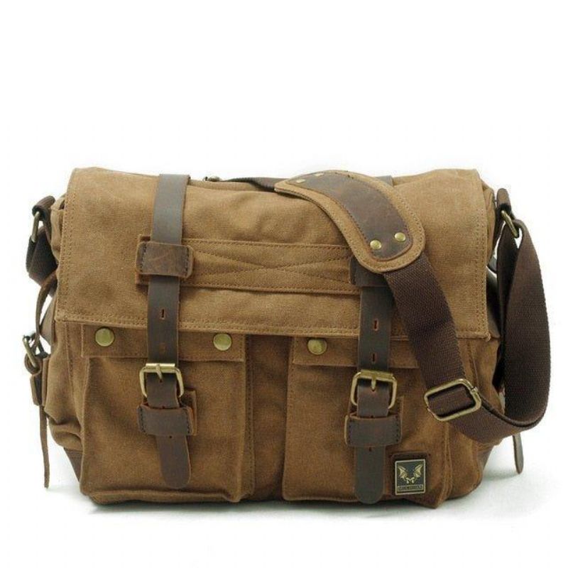 Kožená Plátená Taška Na Fotoaparát Vintage Messenger Bag