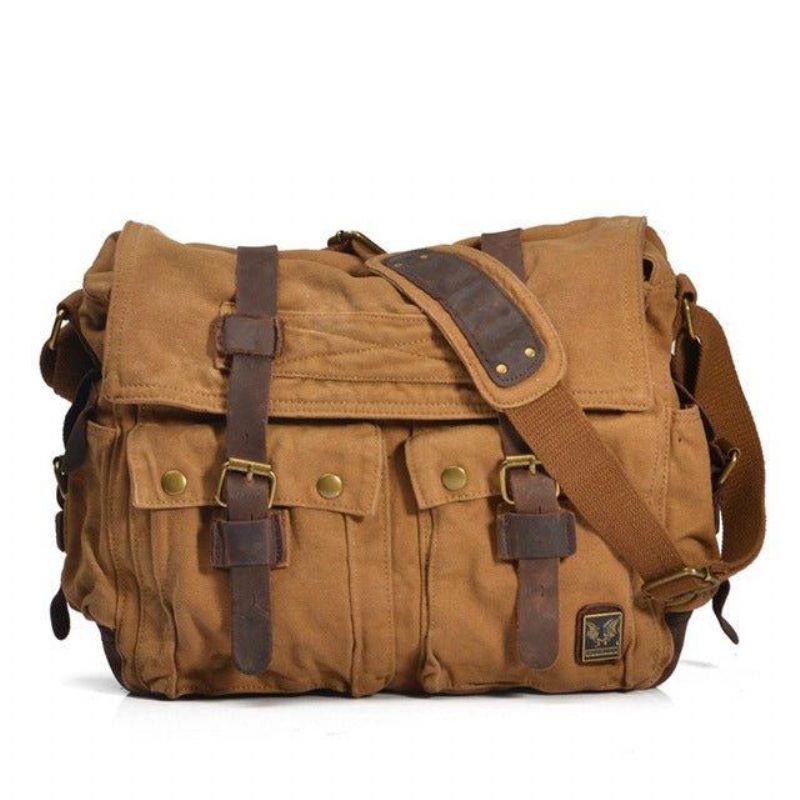 Kožená Plátená Taška Na Fotoaparát Vintage Messenger Bag