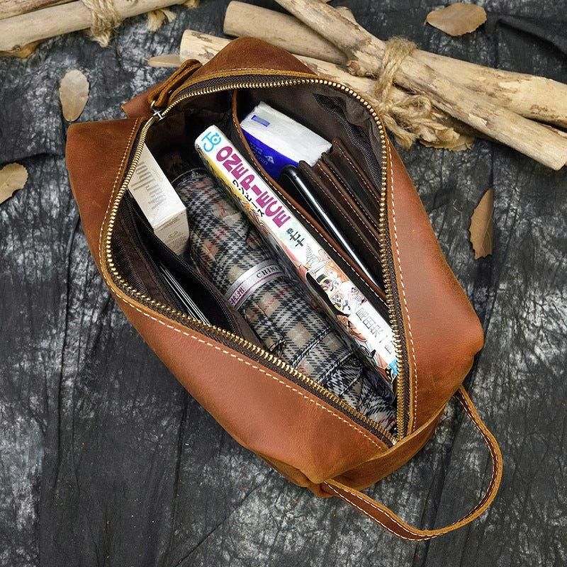 Kožená Toaletná Taška Dopp Kit Na Holenie