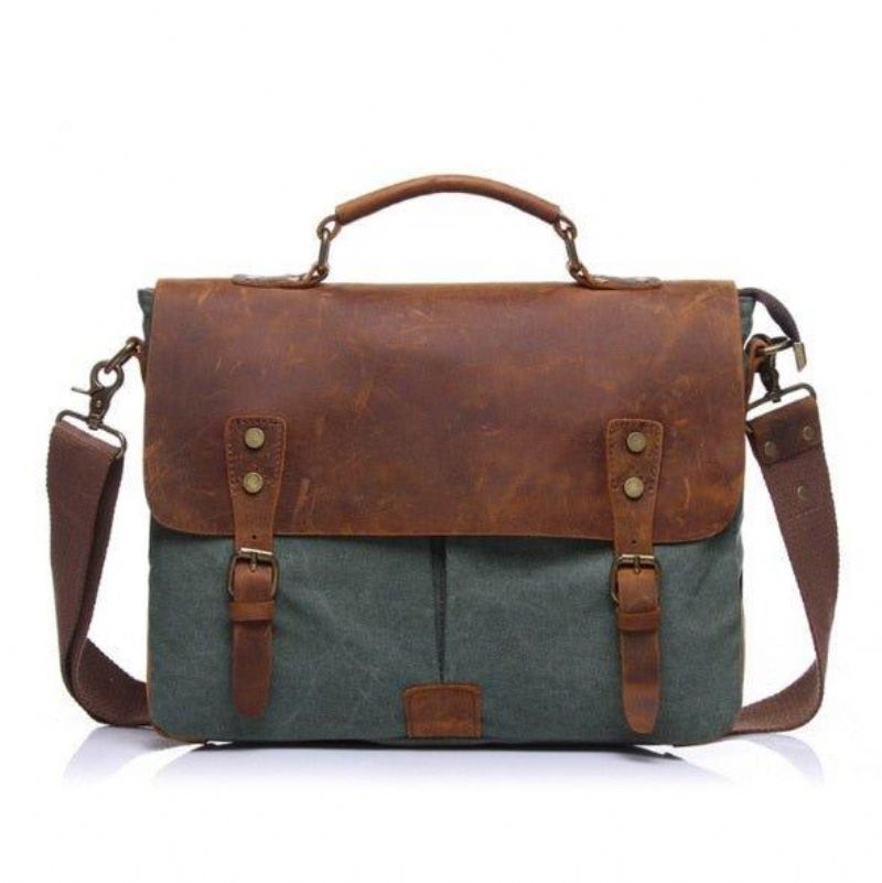 Messenger Bag Satchel Vintage Plátenná Koža