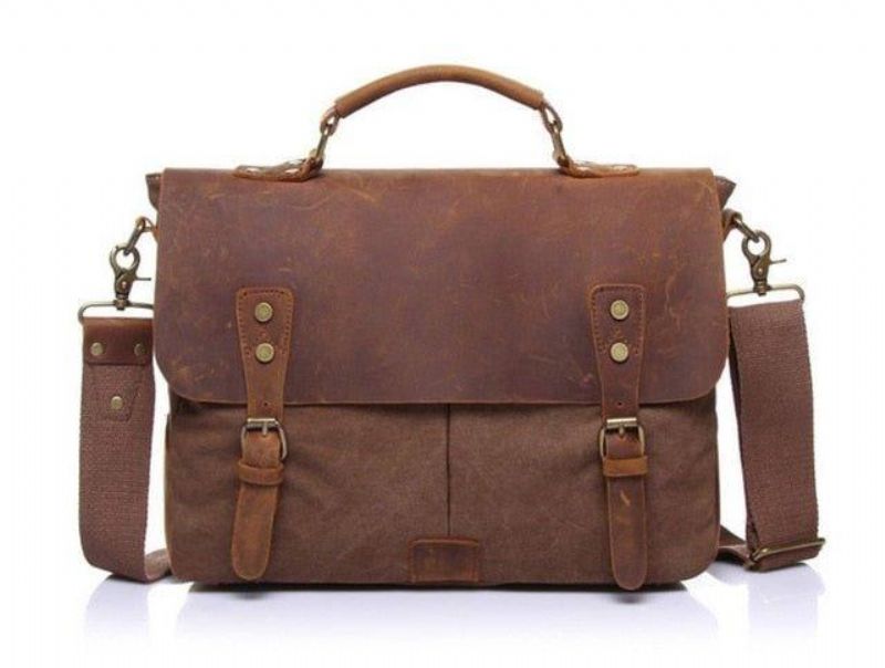 Messenger Bag Satchel Vintage Plátenná Koža