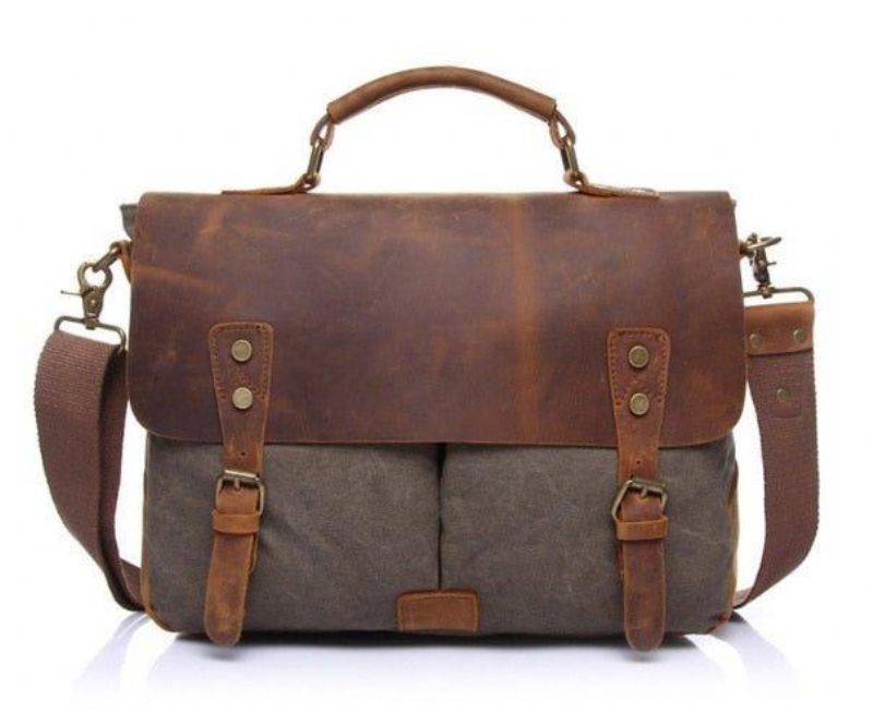 Messenger Bag Satchel Vintage Plátenná Koža