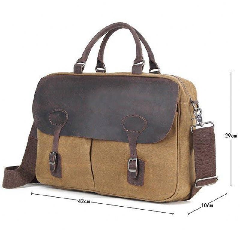 Pánska Taška Satchel Messenger Z Plátna A Kože