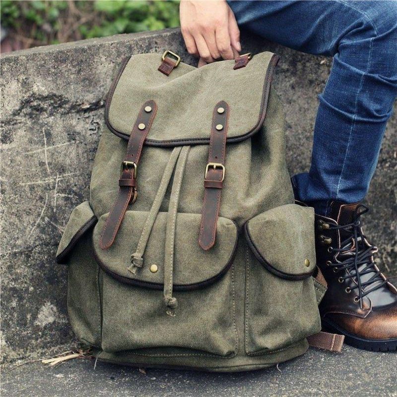 Pánsky Ležérny Plátenný Batoh Vintage Camping Daypack