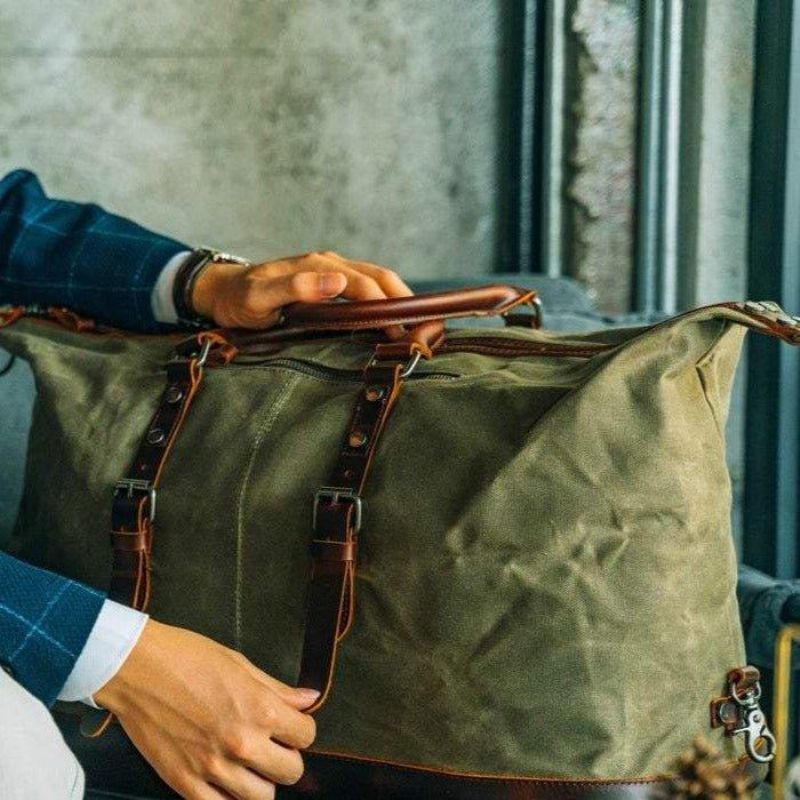 Veľká Pánska Cestovná Taška Z Voskovaného Plátna Weekender Duffle Bag