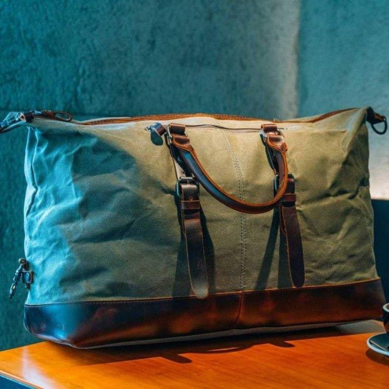 Veľká Pánska Cestovná Taška Z Voskovaného Plátna Weekender Duffle Bag