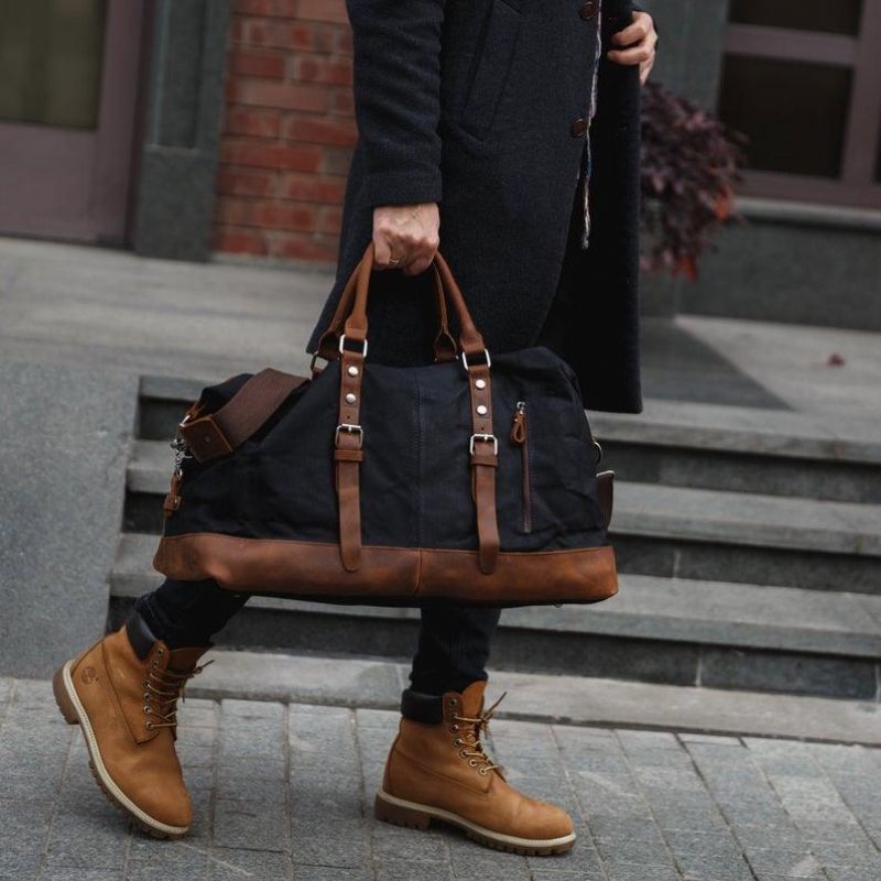 Veľká Pánska Cestovná Taška Z Voskovaného Plátna Weekender Duffle Bag