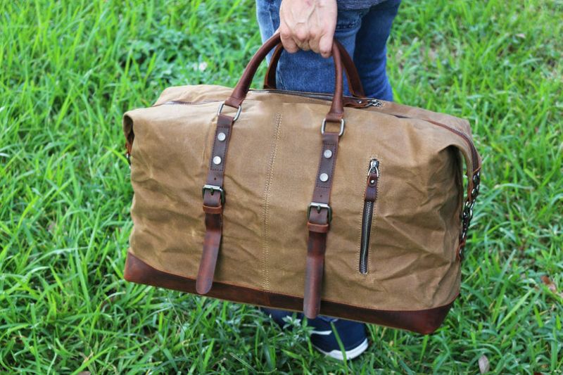 Veľká Pánska Cestovná Taška Z Voskovaného Plátna Weekender Duffle Bag