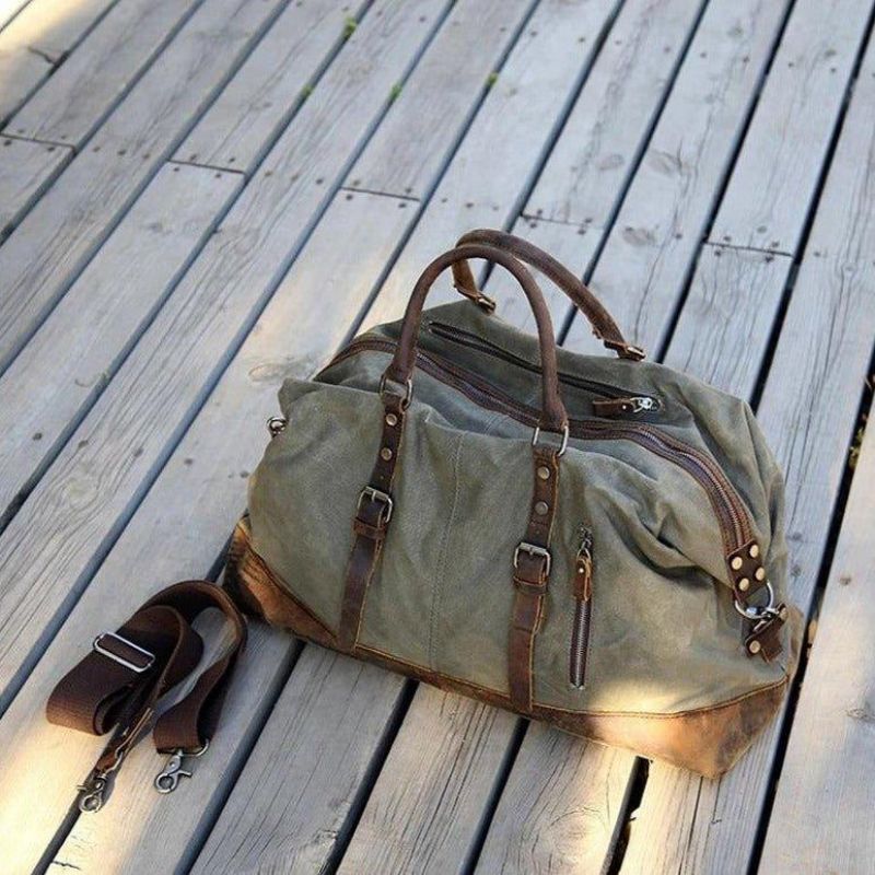 Veľká Pánska Cestovná Taška Z Voskovaného Plátna Weekender Duffle Bag