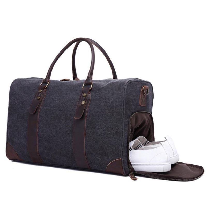 Víkendová Kabelka Canvas Duffel Leather Carry On Bag