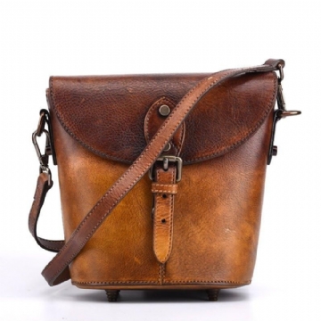 Vintage Kožená Crossbody Kabelka Mini Bucket Pre Ženy