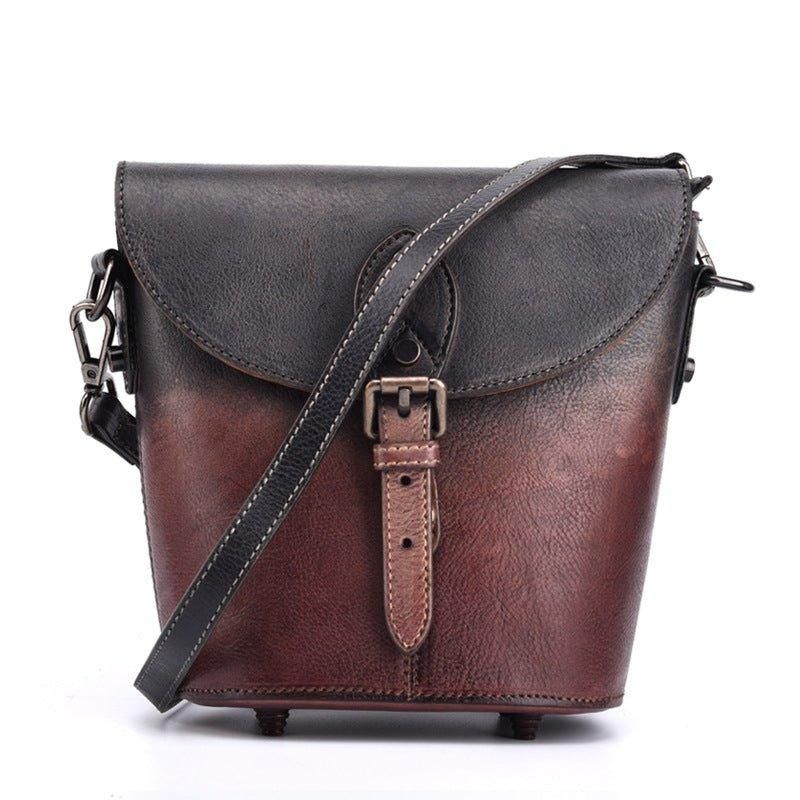 Vintage Kožená Crossbody Kabelka Mini Bucket Pre Ženy