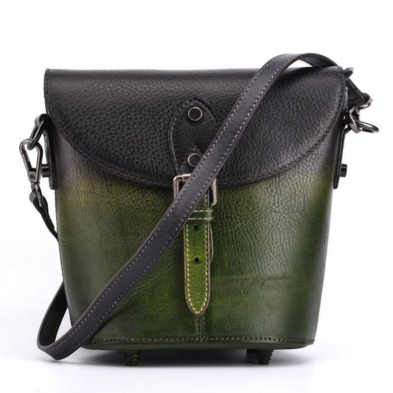 Vintage Kožená Crossbody Kabelka Mini Bucket Pre Ženy