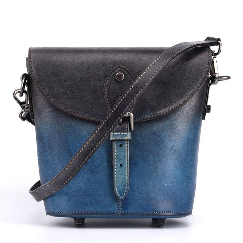 Vintage Kožená Crossbody Kabelka Mini Bucket Pre Ženy