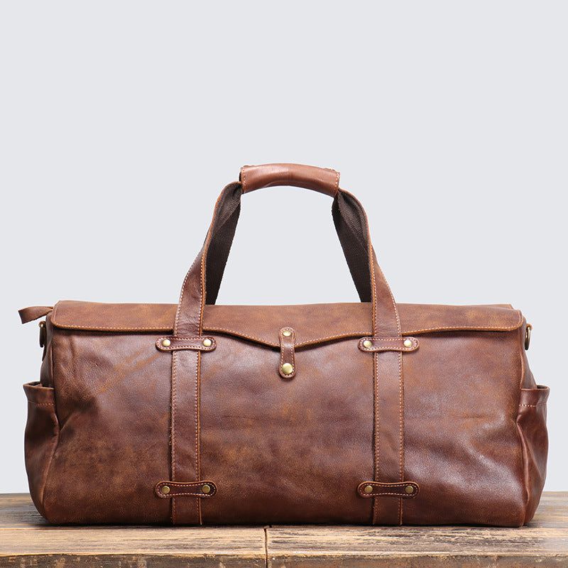 Vintage Leather Duffle Bag Pánska Kožená Víkendovka