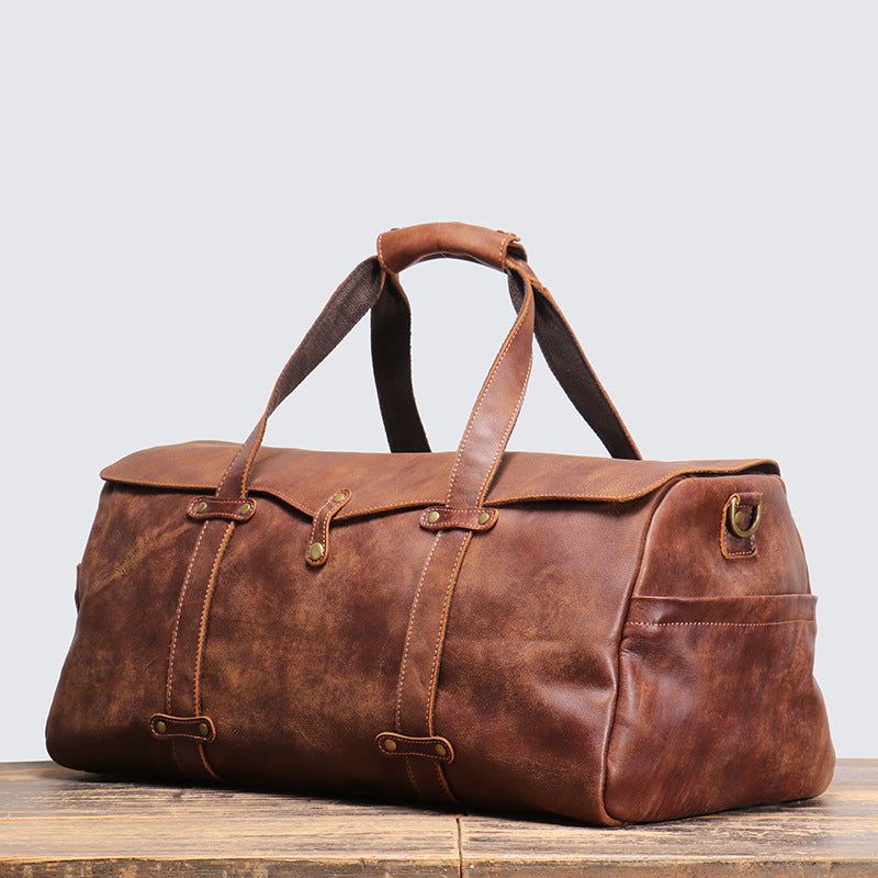 Vintage Leather Duffle Bag Pánska Kožená Víkendovka