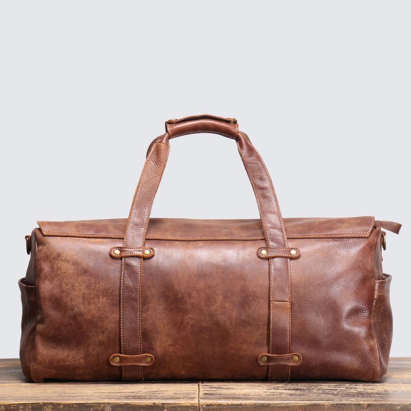 Vintage Leather Duffle Bag Pánska Kožená Víkendovka