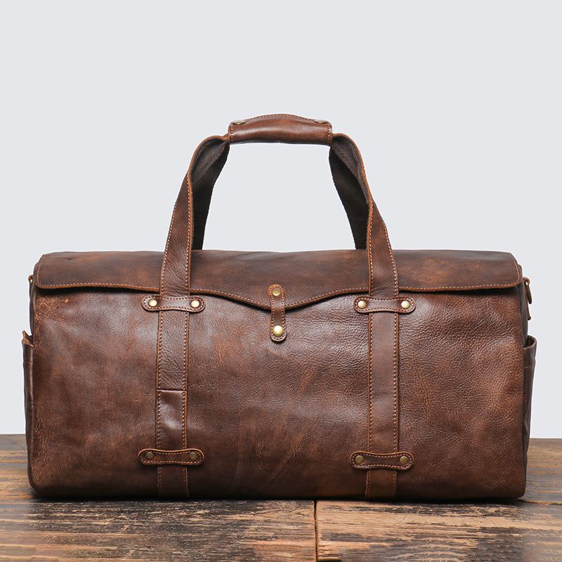 Vintage Leather Duffle Bag Pánska Kožená Víkendovka