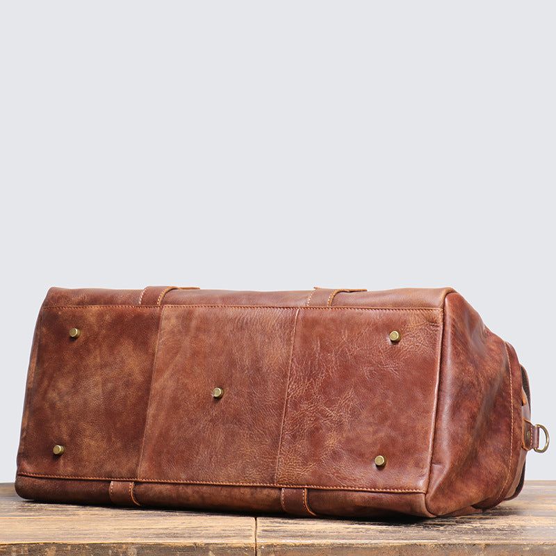 Vintage Leather Duffle Bag Pánska Kožená Víkendovka