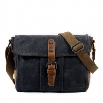 Vintage Voskovaná Plátenná Crossbody Kabelka Malá