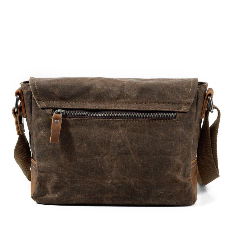 Vintage Voskovaná Plátenná Crossbody Kabelka Malá