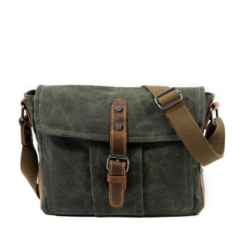 Vintage Voskovaná Plátenná Crossbody Kabelka Malá