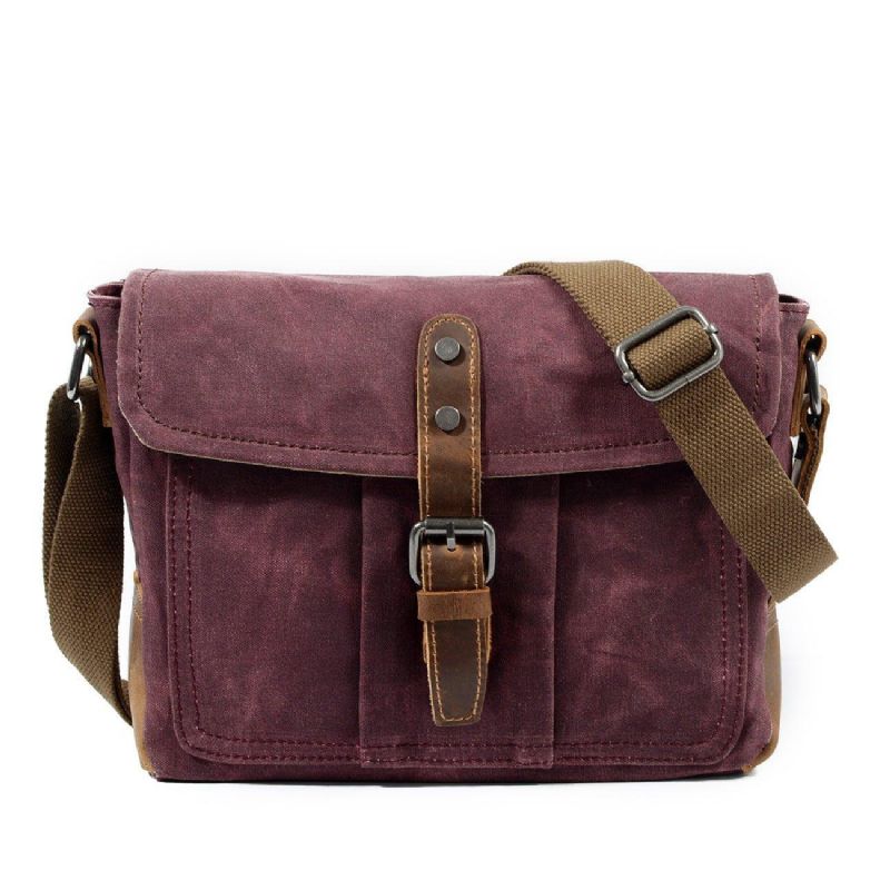 Vintage Voskovaná Plátenná Crossbody Kabelka Malá