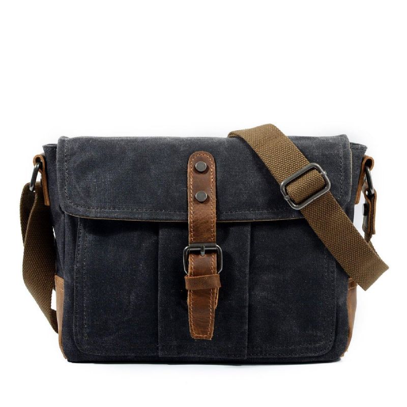 Vintage Voskovaná Plátenná Crossbody Kabelka Malá