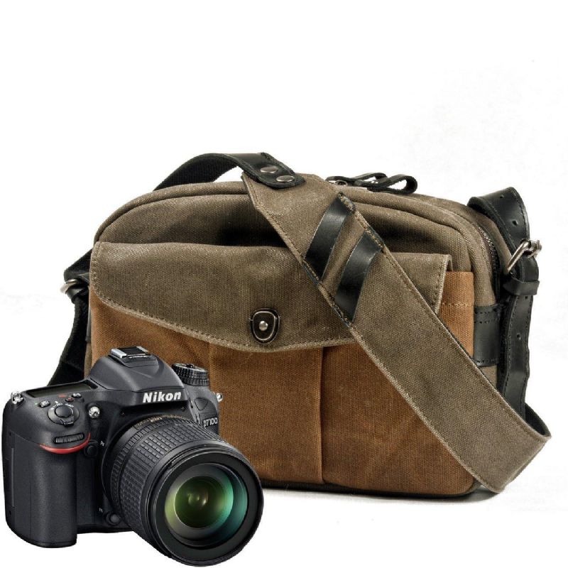 Vintage Wax Canvas Travel Camera Messenger Bag