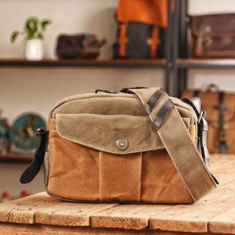 Vintage Wax Canvas Travel Camera Messenger Bag